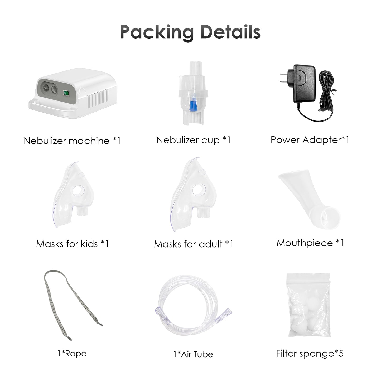 Patin Nebulizer Machine for Adults & Kids - Portable Nebulizer Machine for Breathing with Mouthpiece & Mask, Desktop Asthma Compressor Nebulizer for Home Use