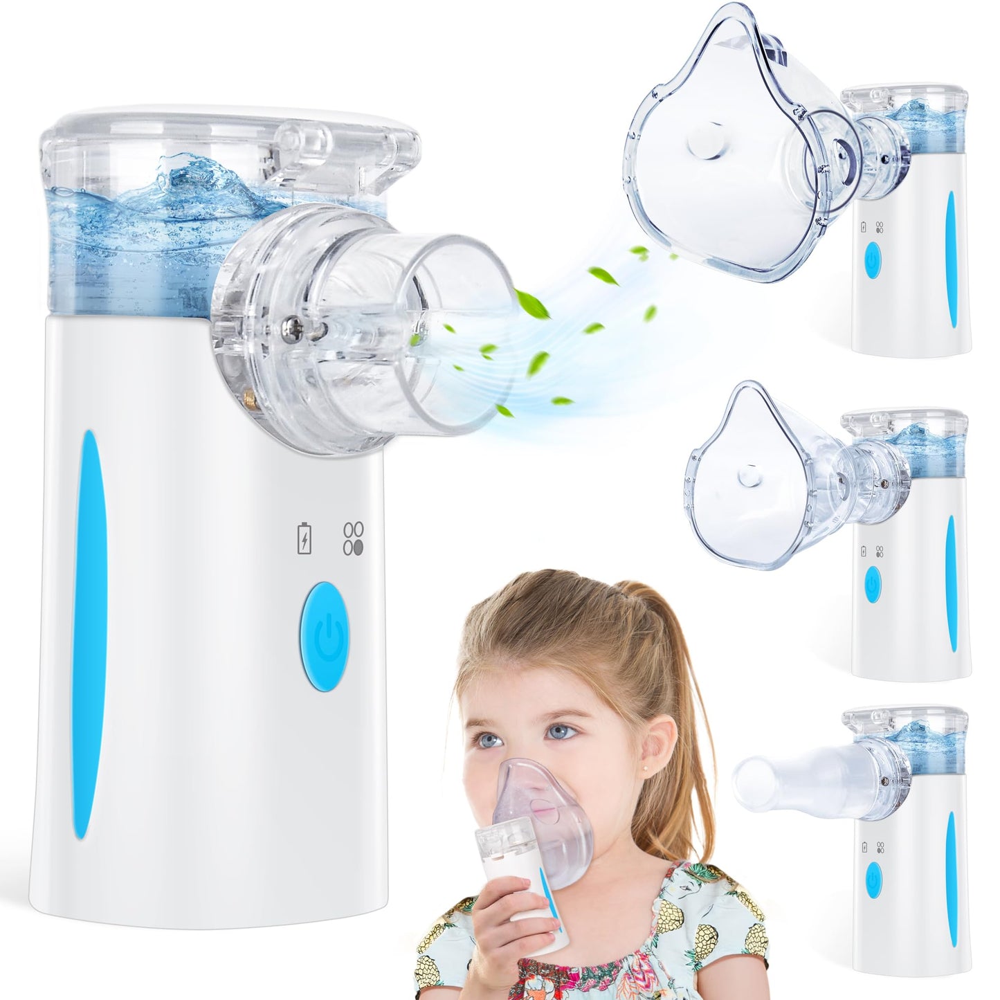 Naweti       Portable Nebulizer, Nebulizer Machine for Adults and Kids, Ultrasonic Mesh Nebulizer of Cool Mist, Ultrasonic Nebulizer with Self-Cleaning Function for Breathing Problems, Used at Home, Office, Travel