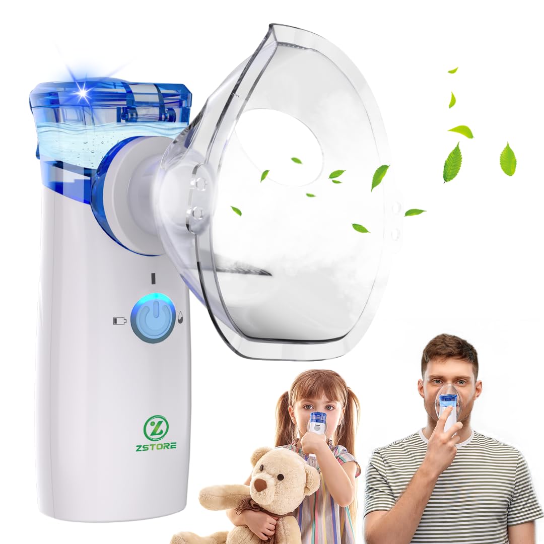 ZSTORE     𝐏𝐨𝐫𝐭𝐚𝐛𝐥𝐞 𝐍𝐞𝐛𝐮𝐥𝐢𝐳𝐞𝐫, 𝐑𝐞𝐜𝐡𝐚𝐫𝐠𝐞𝐚𝐛𝐥𝐞 Nebulizer for Kids & Adults, Adjustable Mist Nebulizer for Albuterol and Saline, FSA HSA Nebulizer for Asthma,COPD, CF, U.R.I at Home