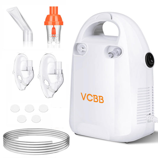 VCBB Portable Compressor Nebulizer Machine for Kids and Adults, Pro Compact Cool Mist System for Home Use with Nebulizer Mask Mouthpiece, Friendly for Breathing Problem