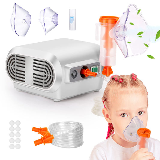 PANASHE Nebulizer Machine for Adults, Portable Nebulizer Machine for Kids, Compressor Nebulizer for Breathing Problems, Personal Steam Inhaler Cool Mist with Full Accessories for Home Travel,Light Gray