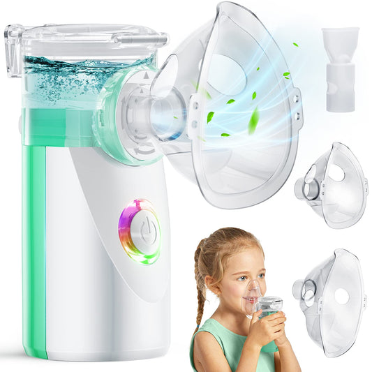 Getkitchy Portable Nebulizer Machine for Kids - Adults Ultrasonic Mesh Nebulizer, Nebulizer Machines for Travel and Home Use by Adult and Baby, Self-Cleaning Handheld Nebulizers, Steam Inhaler with 3 Cover