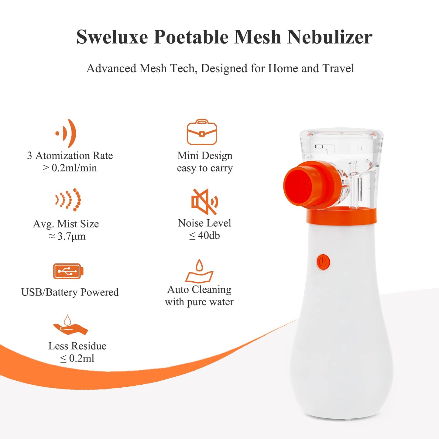 Sweluxe        Portable Nebulizer for Kids and Adults, 3 Nebulization Modes Handheld Ultrasonic Nebulizer Machine for Home Care Use