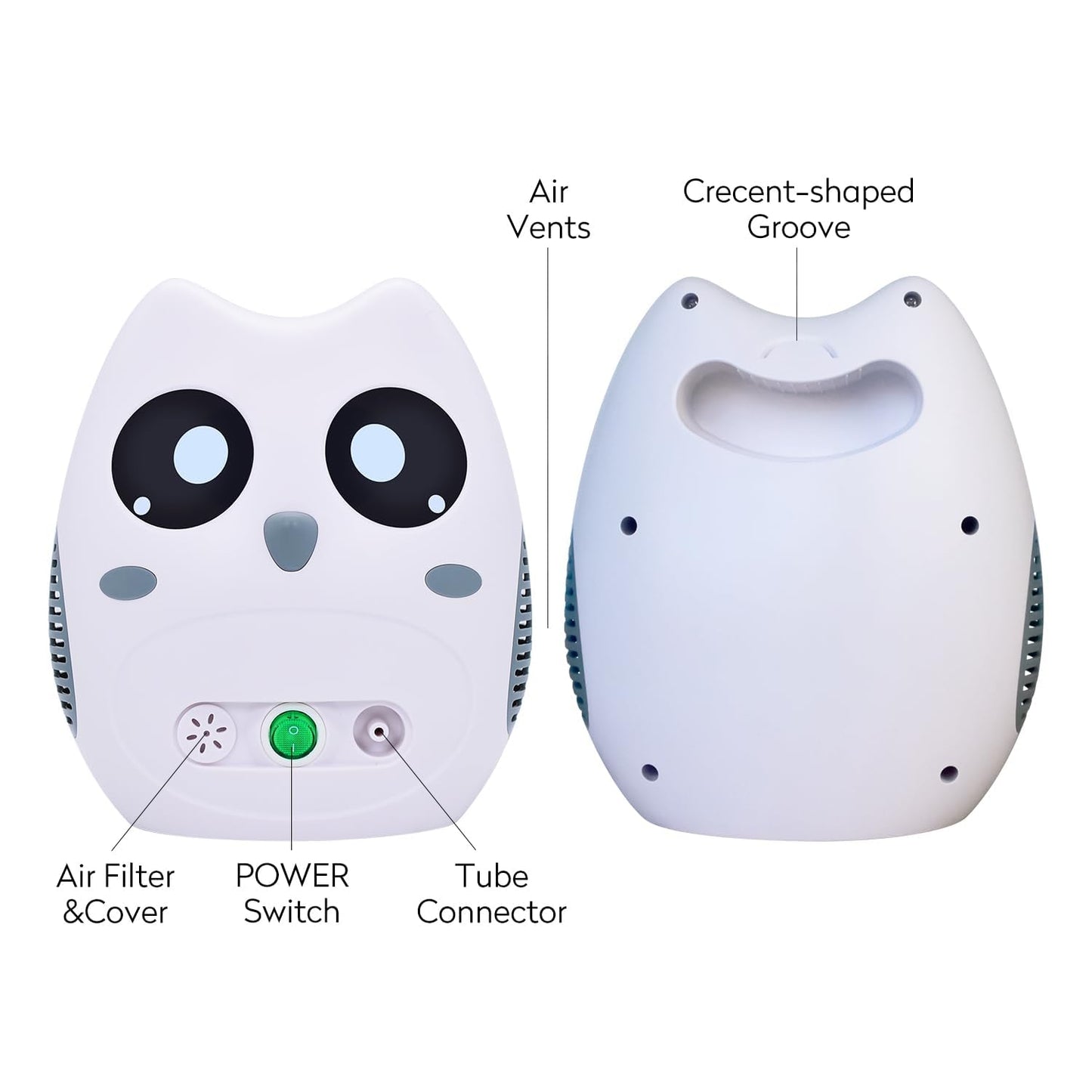 UDEER      Nebulizer Machine for Kids Adults Elderly, Portable Effective Nebulizer Machine for Home Use or Travel with 1 Set of Kits, Compressor Nebulizer, Medicinal Atomizer, Cartoon Design (Cute Owl)