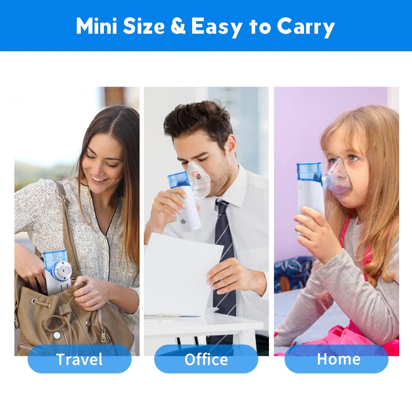 Axitiry     Portable Nebulizer Steam Inhaler, Handheld Mesh Nebulizers Cool Mist Steam Inhaler, USB/Battery Operated Mini Nebulizer Machine for Home Office Travel Use