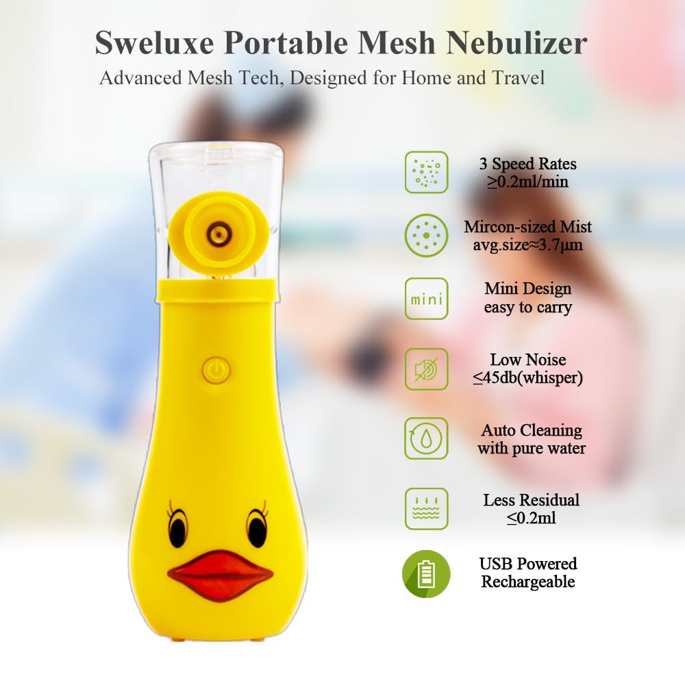 Sweluxe	Sweluxe Portable Nebulizer for Kids and Adults, Handheld Rechargeable Mesh Nebulizer Machine for Travel Use(with Carrying Case)