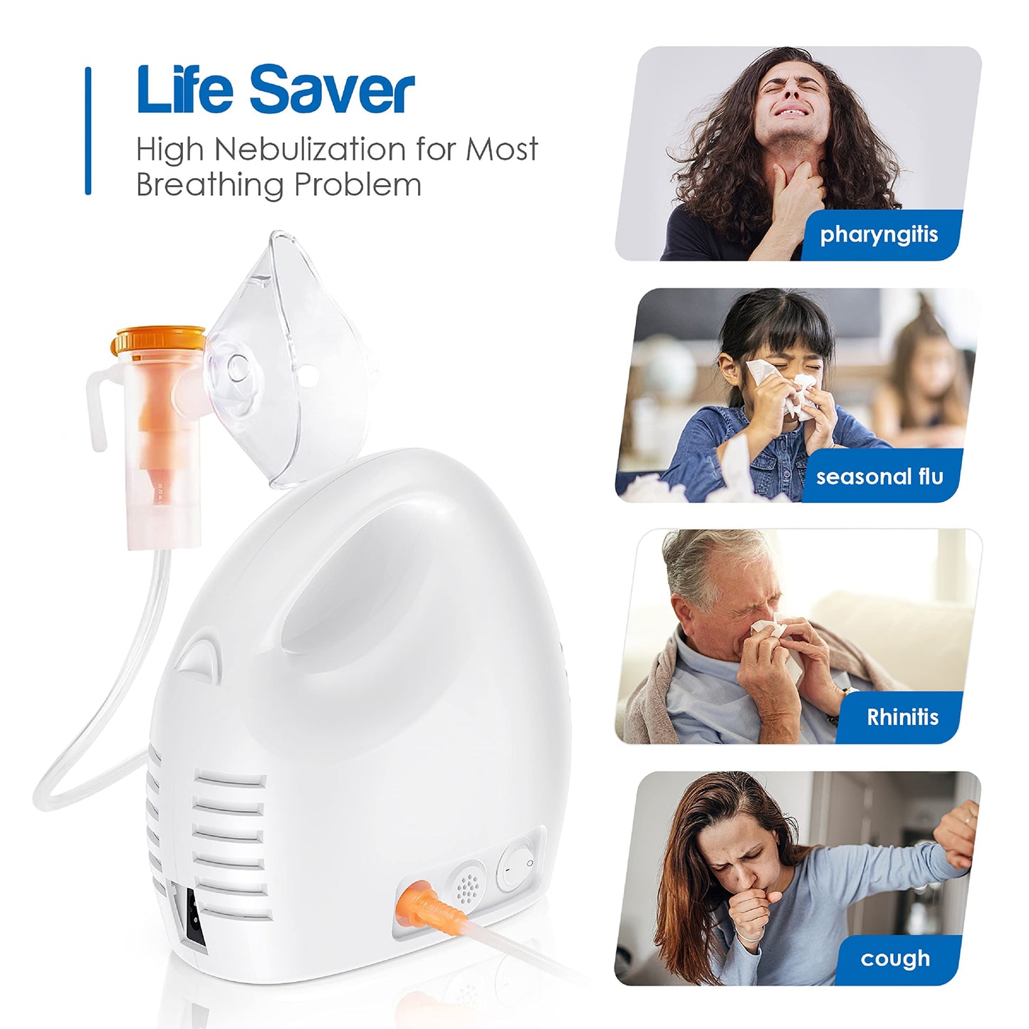 KOPACT  Nebulizer Machine for Adults and Kids - Portable Nebulizer with 1 Set Accessory, Desktop Asthma Compressor Nebulizer for Home Use