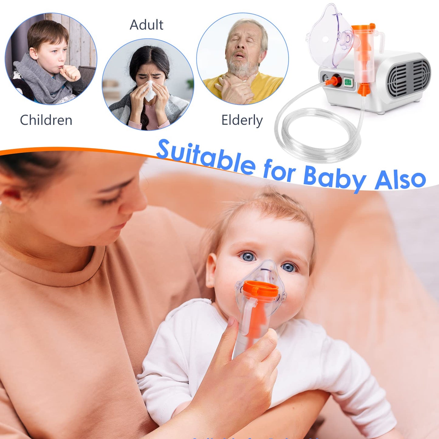 Kidwerkz	Portable Compressor Nebulizer Breathing Nebulizer Machine for Adults Home Nebulizer with Mouthpiece and Mask Desktop Nebulizers Convenient for Travel Home Use