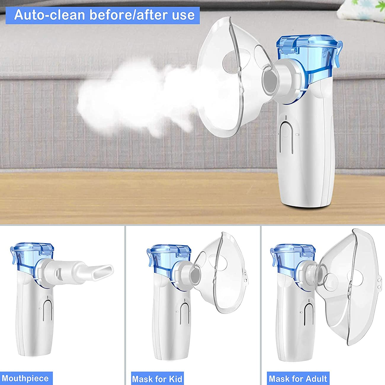 Gülife	Portable Nebulizer, Ultrasonic Mesh Nebulizer Cool Mist Steam Inhaler for Moisture, USB/Battery Operated Mini Nebulizer Machine for Home Office Travel Use