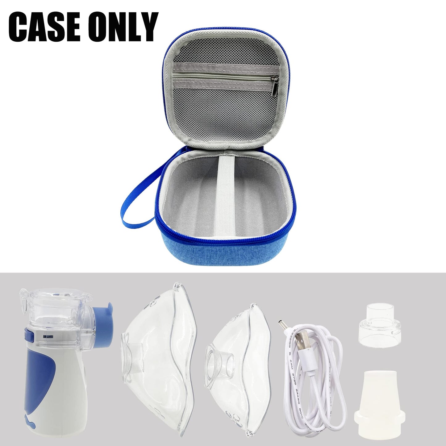 LeoTube Hard Travel Case Bag Compatible with Portable Handheld Inhaler Nebulizer Machine for Adults and Kids (Case Only) (Blue)