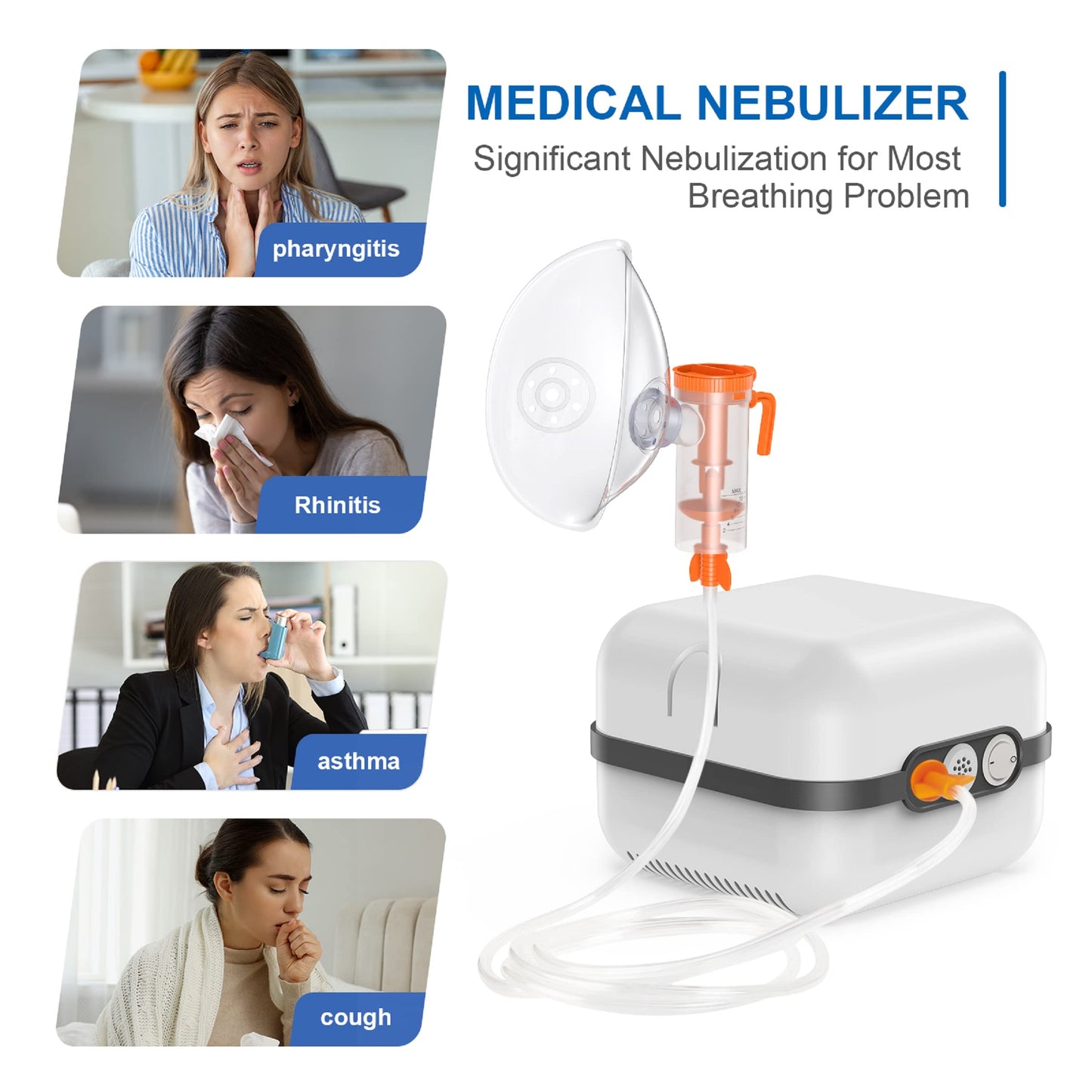 KOPACT Nebulizer Machine for Kids and Adults - Compressor Nebulizer with 3 Different Size Masks and 1 Set Accessories, Jet Nebulizers