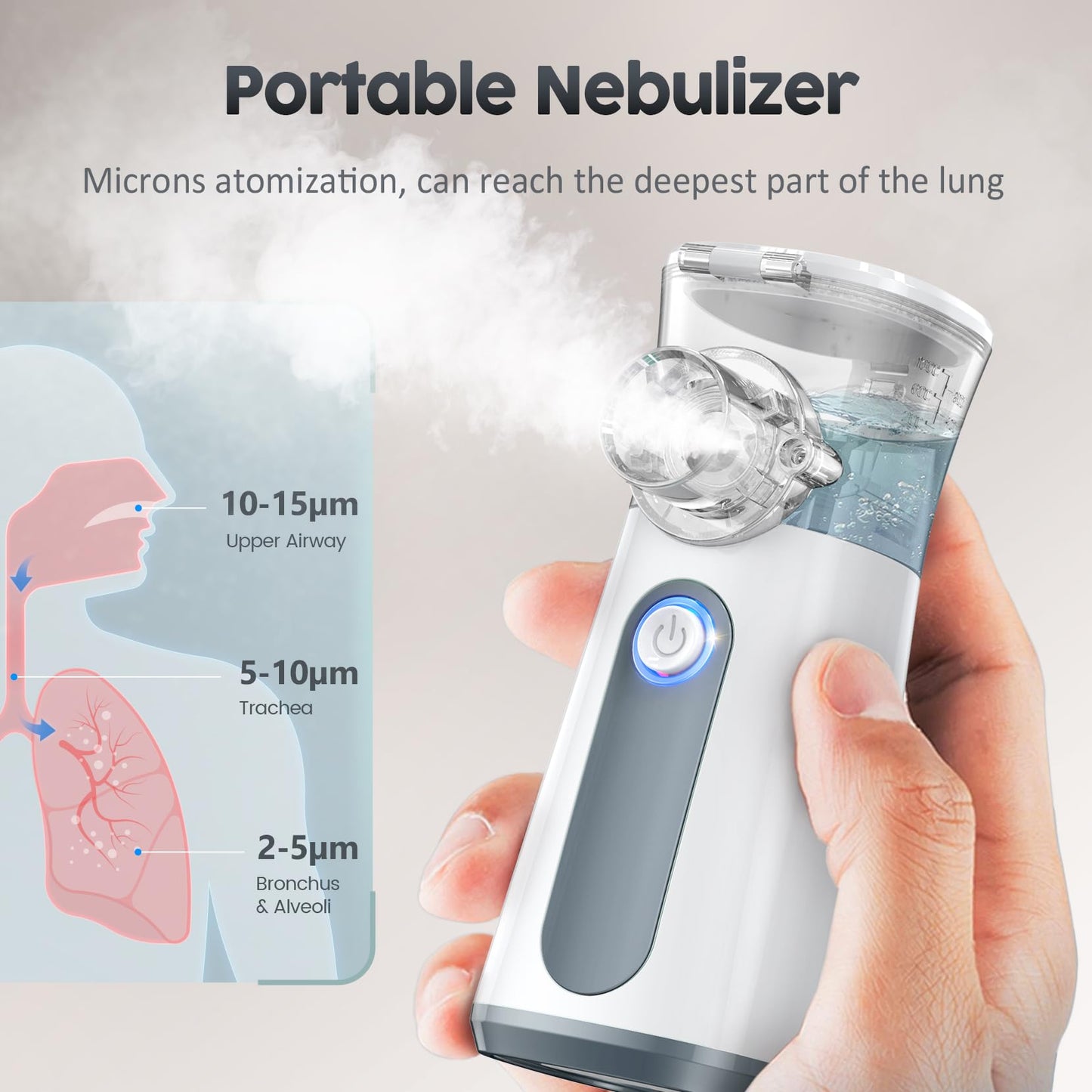 Kleota      Portable Nebulizer Machine for Adults - Kids Handheld Ultrasonic Mesh Nebulizer, Effective Atomization, Automatic Cleaning, Personal Steam Inhaler, Suitable for Family Travel Use for with 3 Cover