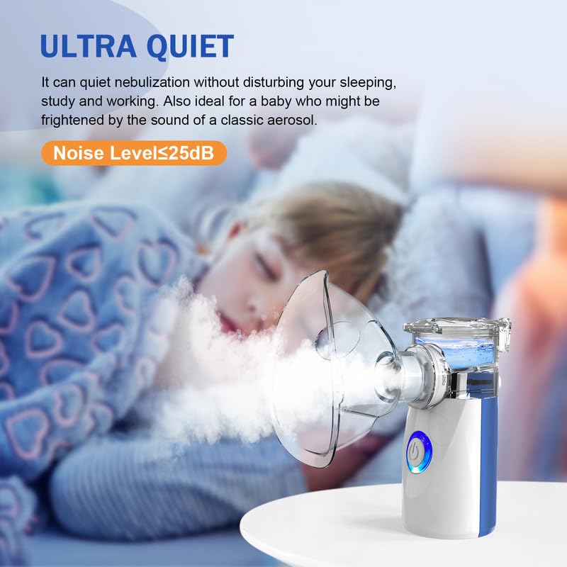 AU YAT Nebulizer, Nebulizer for Adults & Kids, Portable Nebulizer with 2 Masks & Mouthpiece, Quiet Working, 2 Adjustable Mode, Rechargeable Nebulizer Machine for Travel & Home Use