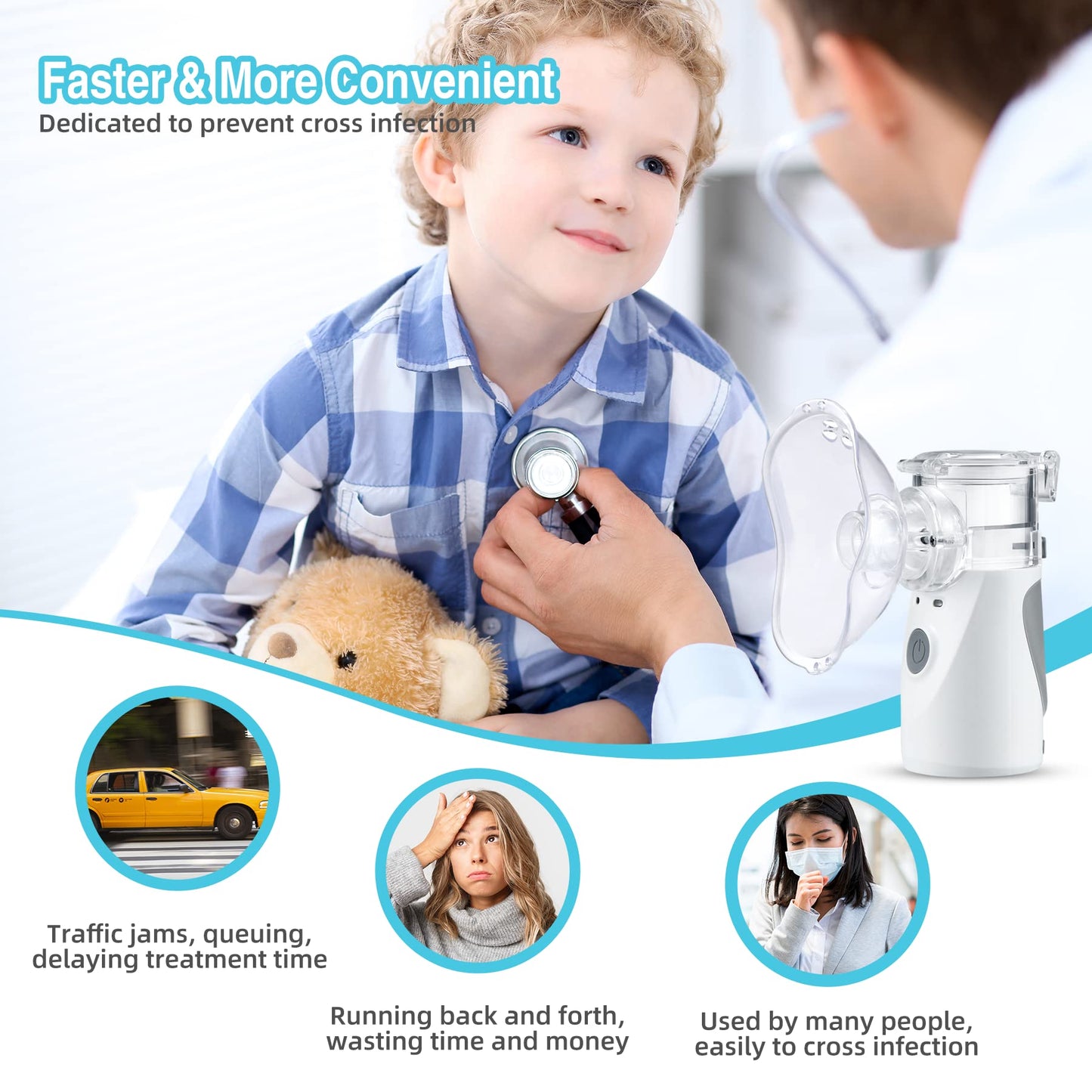 Audilo Nebulizer Machine for Kids and Adults - Portable Nebulizer, Ultrasonic Mesh Nebulizer Effective Treatment of Breathing Problems Personal Steam Inhaler for Home Travel Use