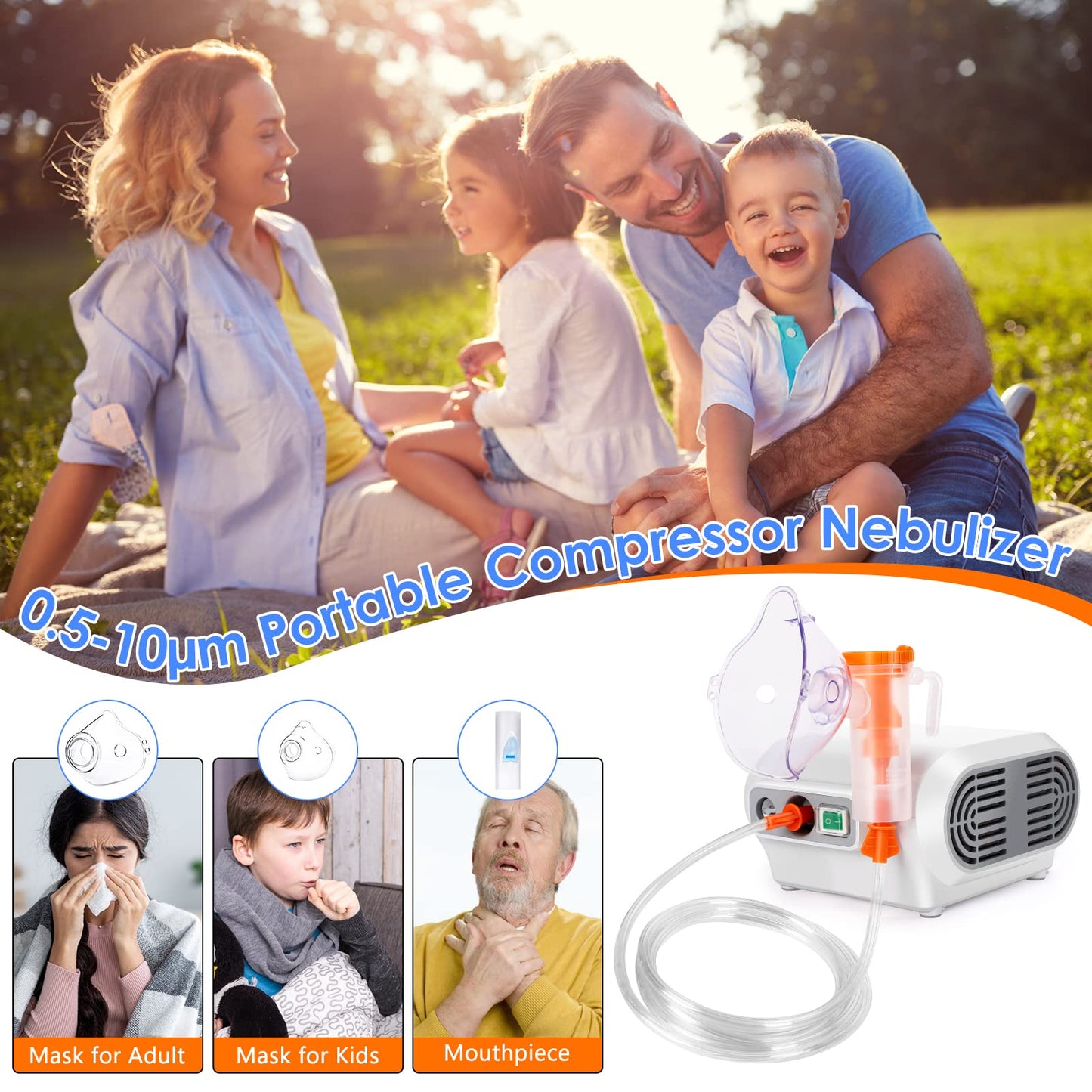 Kidwerkz	Portable Compressor Nebulizer Breathing Nebulizer Machine for Adults Home Nebulizer with Mouthpiece and Mask Desktop Nebulizers Convenient for Travel Home Use