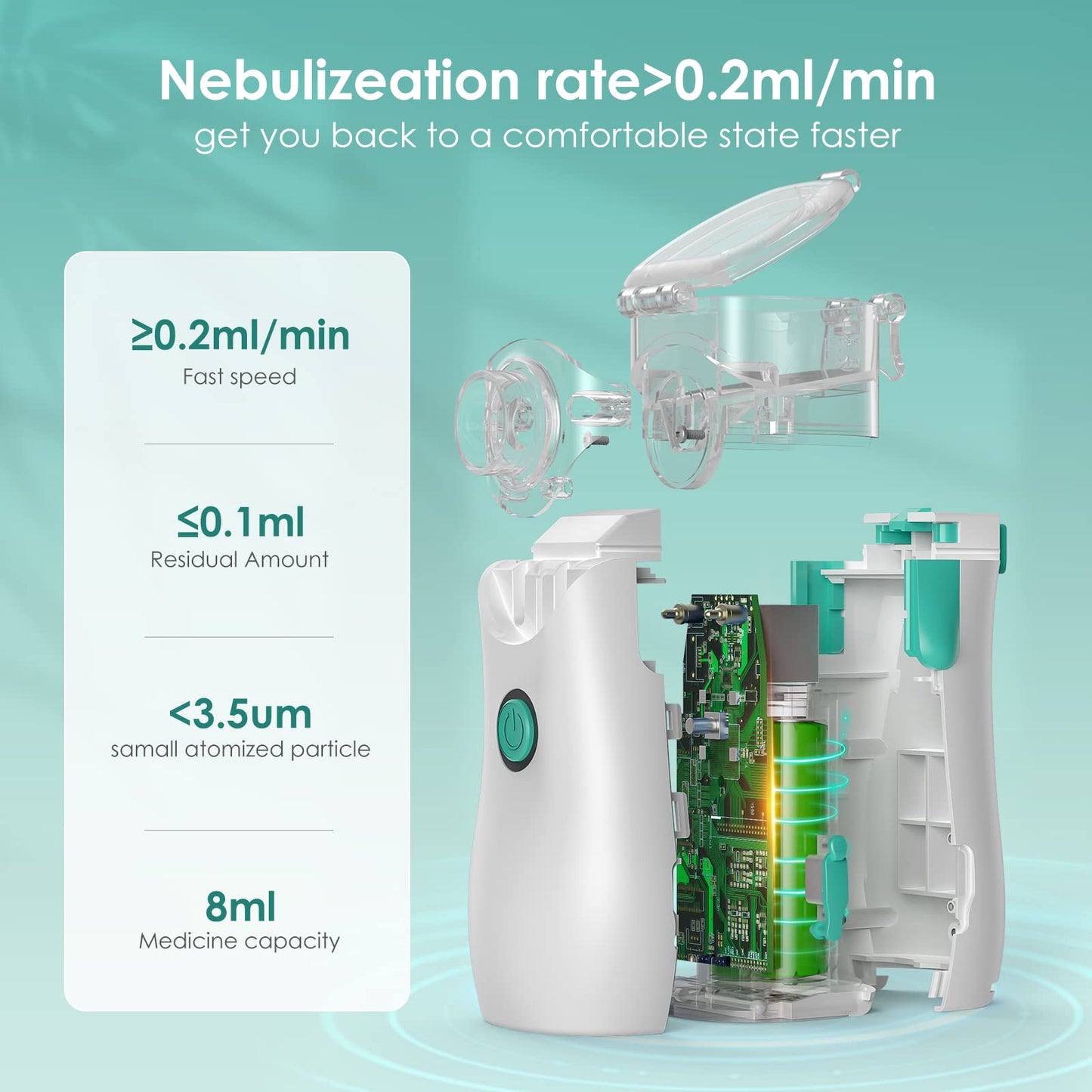 AEE Nebulizer Machine for Kids and Adults, Portable Nebulizer, Ultrasonic Mesh Nebulizer for Respiratory Treatment, Smartinhaler for Travel and Home Use