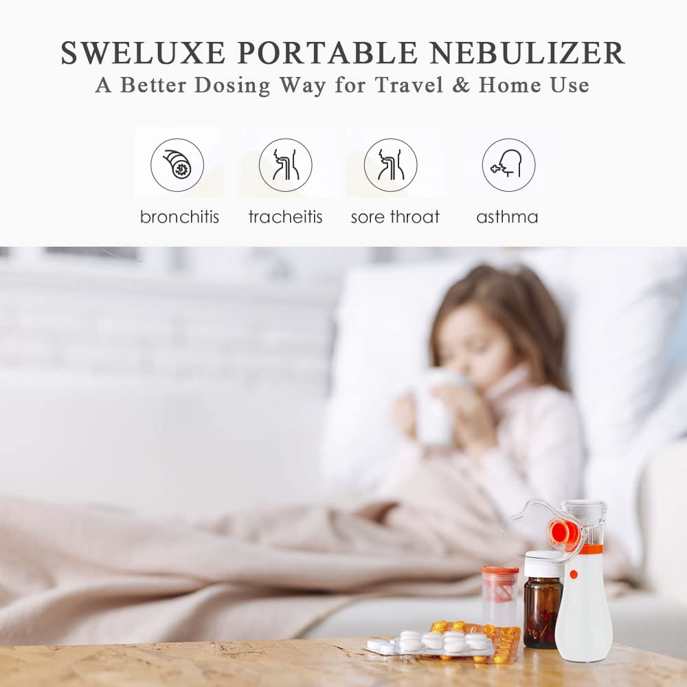 Sweluxe     Portable Nebulizer for Kids and Adults - 3 Speed Rates Handheld Steam Inhaler for Home and Travel Convenience