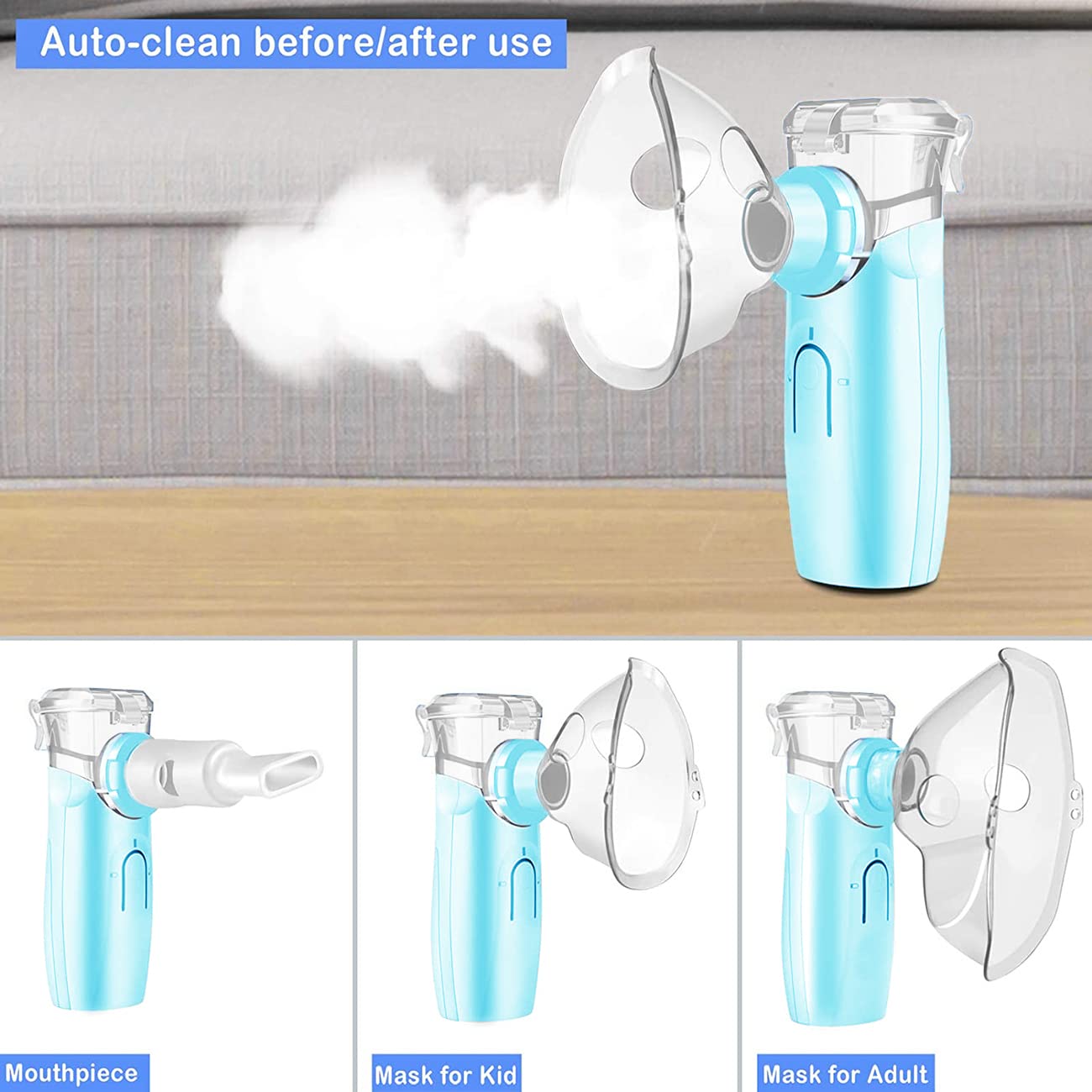 MAYLUCK Handheld Portable Inhaler Ultrasonic Nebuliser Strong Mist for Baby Kids Adults