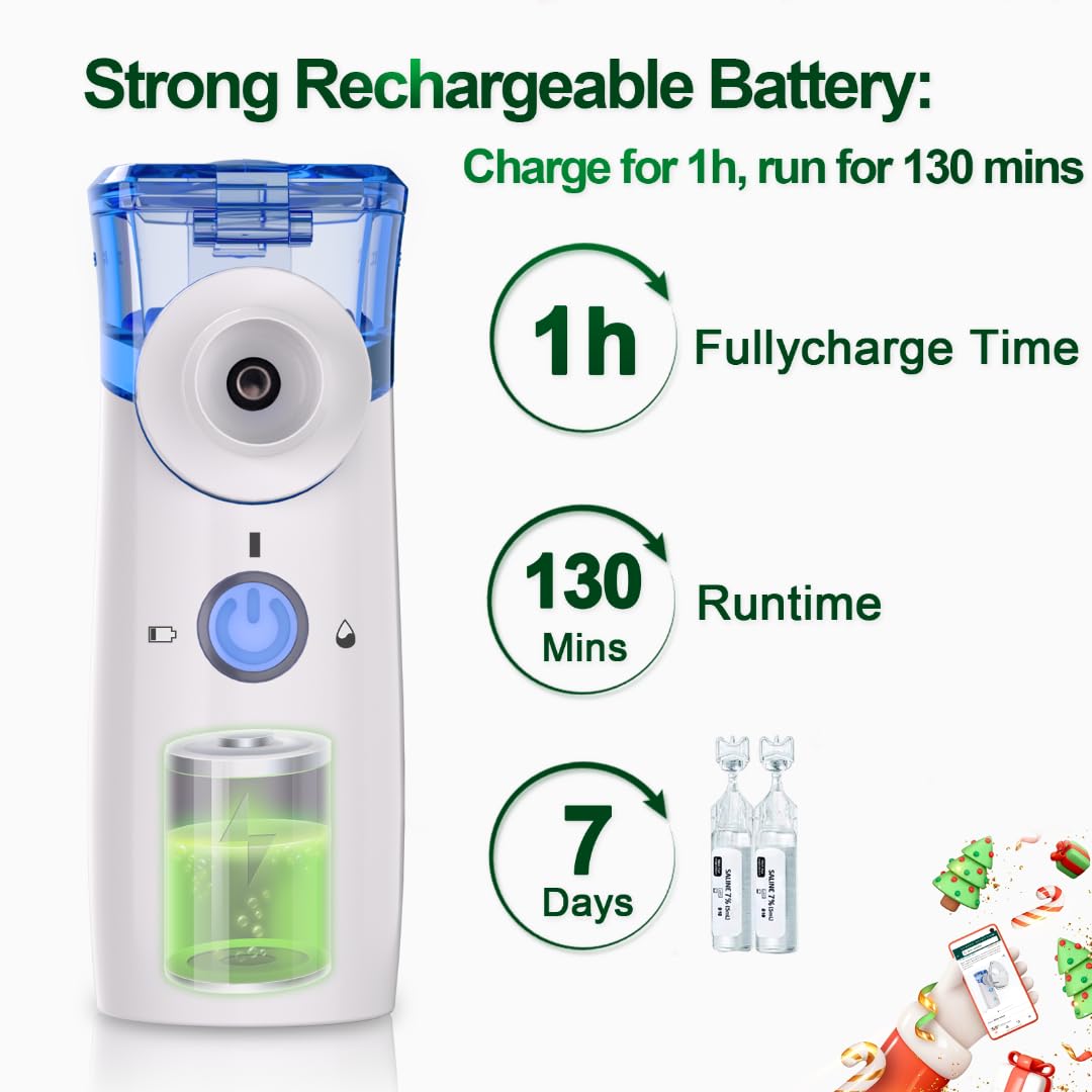 ZSTORE     𝐏𝐨𝐫𝐭𝐚𝐛𝐥𝐞 𝐍𝐞𝐛𝐮𝐥𝐢𝐳𝐞𝐫, 𝐑𝐞𝐜𝐡𝐚𝐫𝐠𝐞𝐚𝐛𝐥𝐞 Nebulizer for Kids & Adults, Adjustable Mist Nebulizer for Albuterol and Saline, FSA HSA Nebulizer for Asthma,COPD, CF, U.R.I at Home