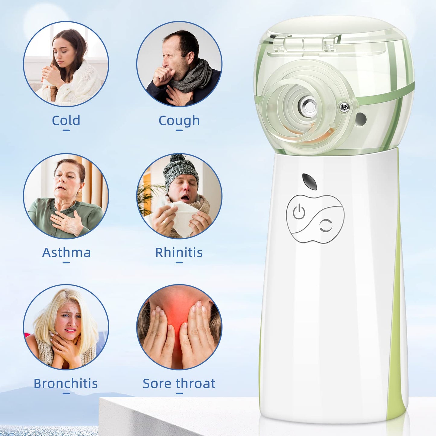 ZGjoib Portable Nebulizer Machine for Kids and Adults - ZGjoib Asthma Handheld nebulizador, Ultrasonic Mesh Nebulizer Effective Treatment of Breathing Problems Personal Steam Inhaler for Home Travel Use