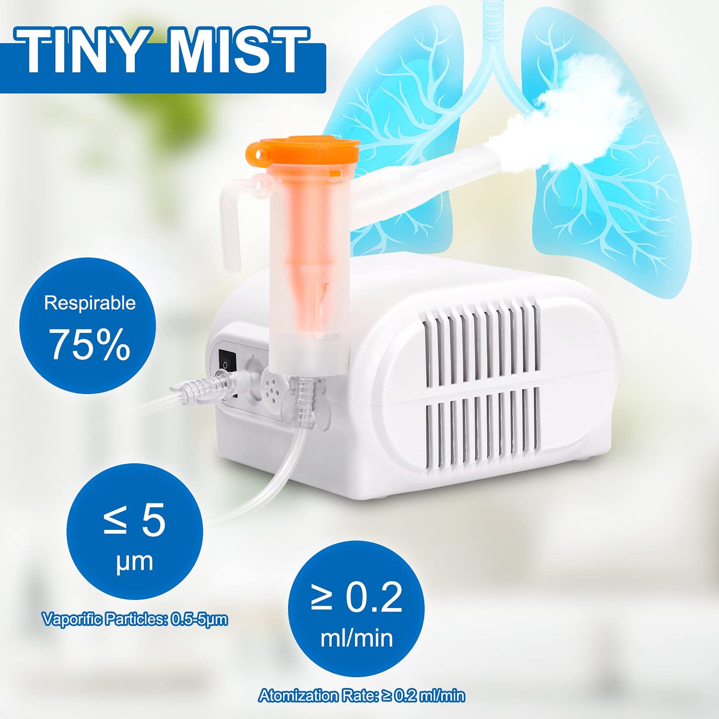 ASOMI       Nebulizer Machine for Adults and Kids, Compressor Nebulizer with A Set of Accessories, Jet Nebulizer of Cool Mist, Desktop Nebulizer with Compressor System for Breathing Problems