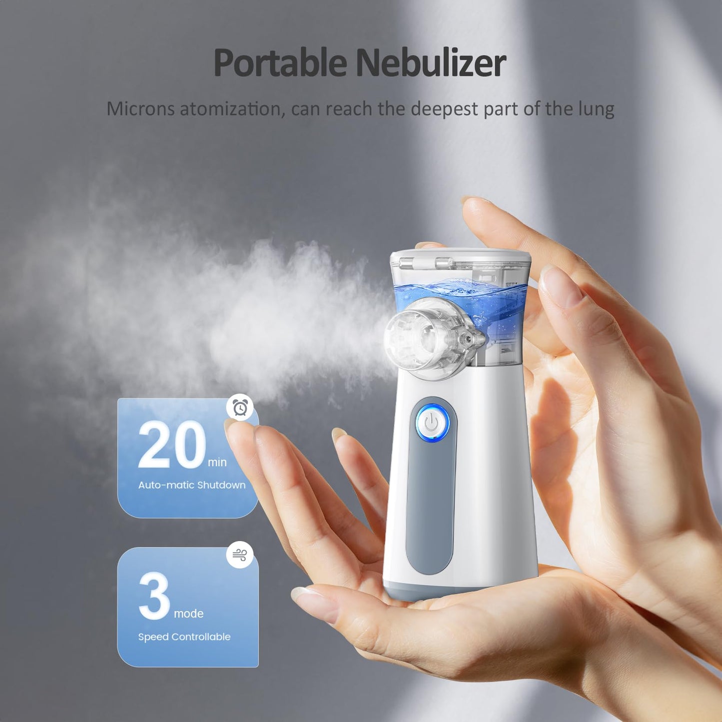 Getkitchy Portable Nebulizer Machine for Kids and Adults: The Nebulizer Handheld steam Inhaler for Asthma Breathing, Rechargeable Baby Kid mesh Nebulizer, Nebulizador para Niños, Travel, Home,3 Masks