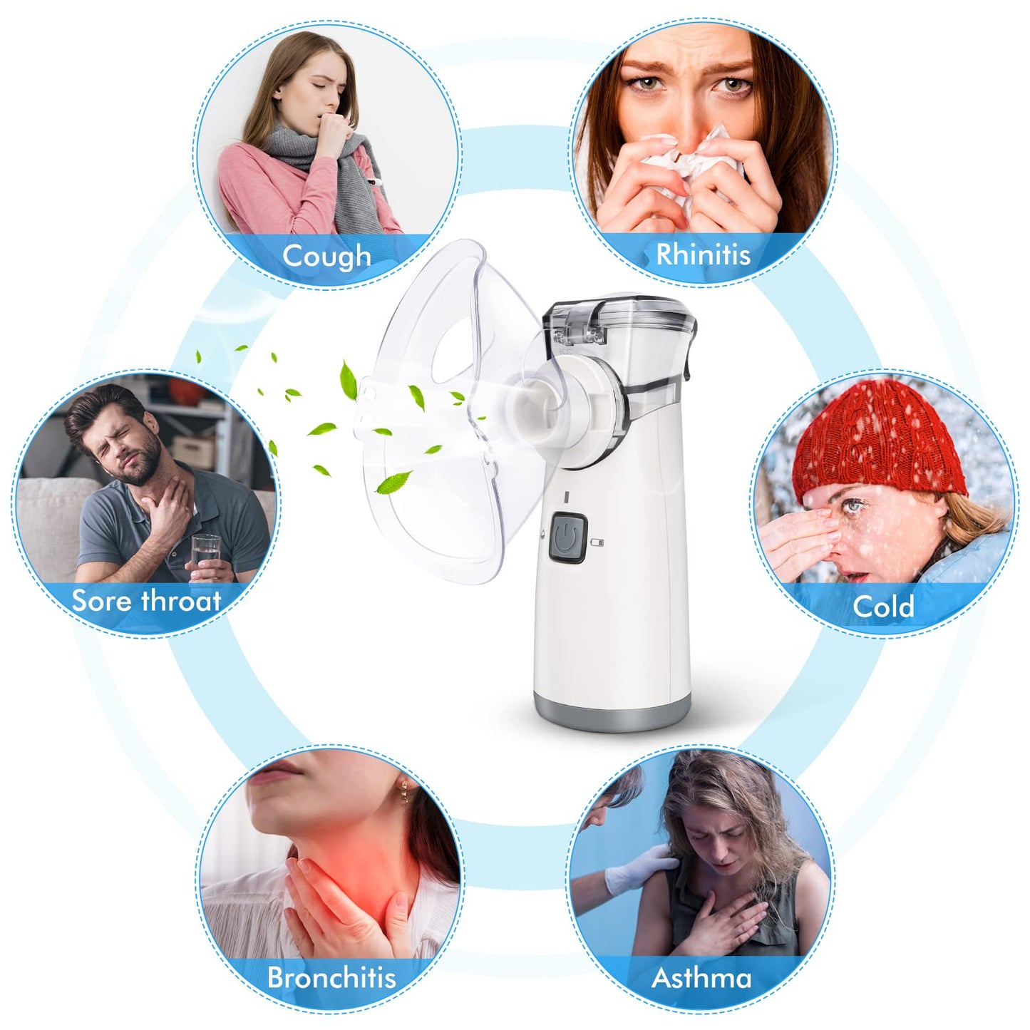 VCBB Portable Mesh Nebulizer, VCBB Ultrasonic Nebulizers Cool Mist Steam Inhaler, USB/Battery Operated Nebulizer Machine for Home Office Travel Use