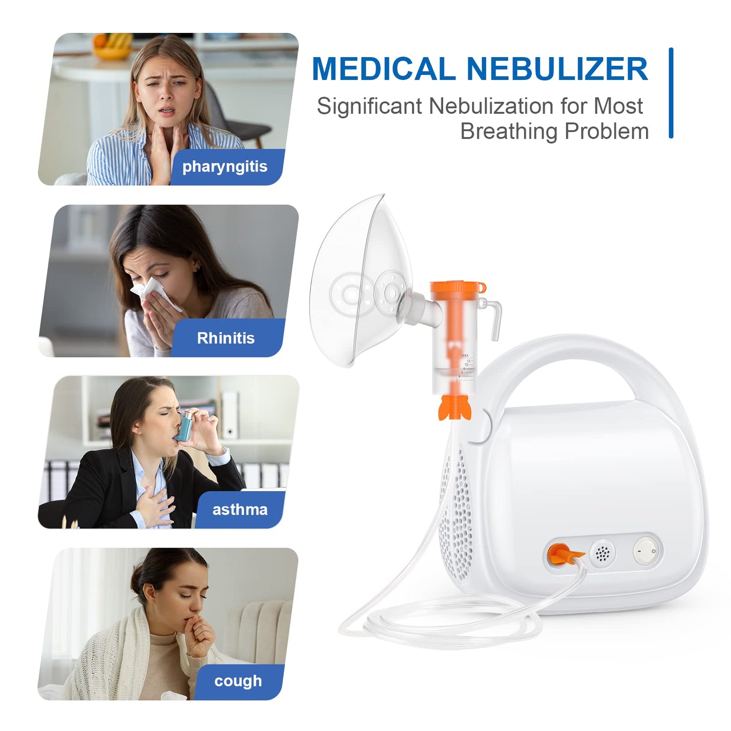 KOPACT Nebulizer Machine - Nebulizer Machine for Adults & Kids for Breathing Problems with 3 Masks and 1 Mouthpiece, Adjustable Amount Desktop Portable Nebulizer for Home Use