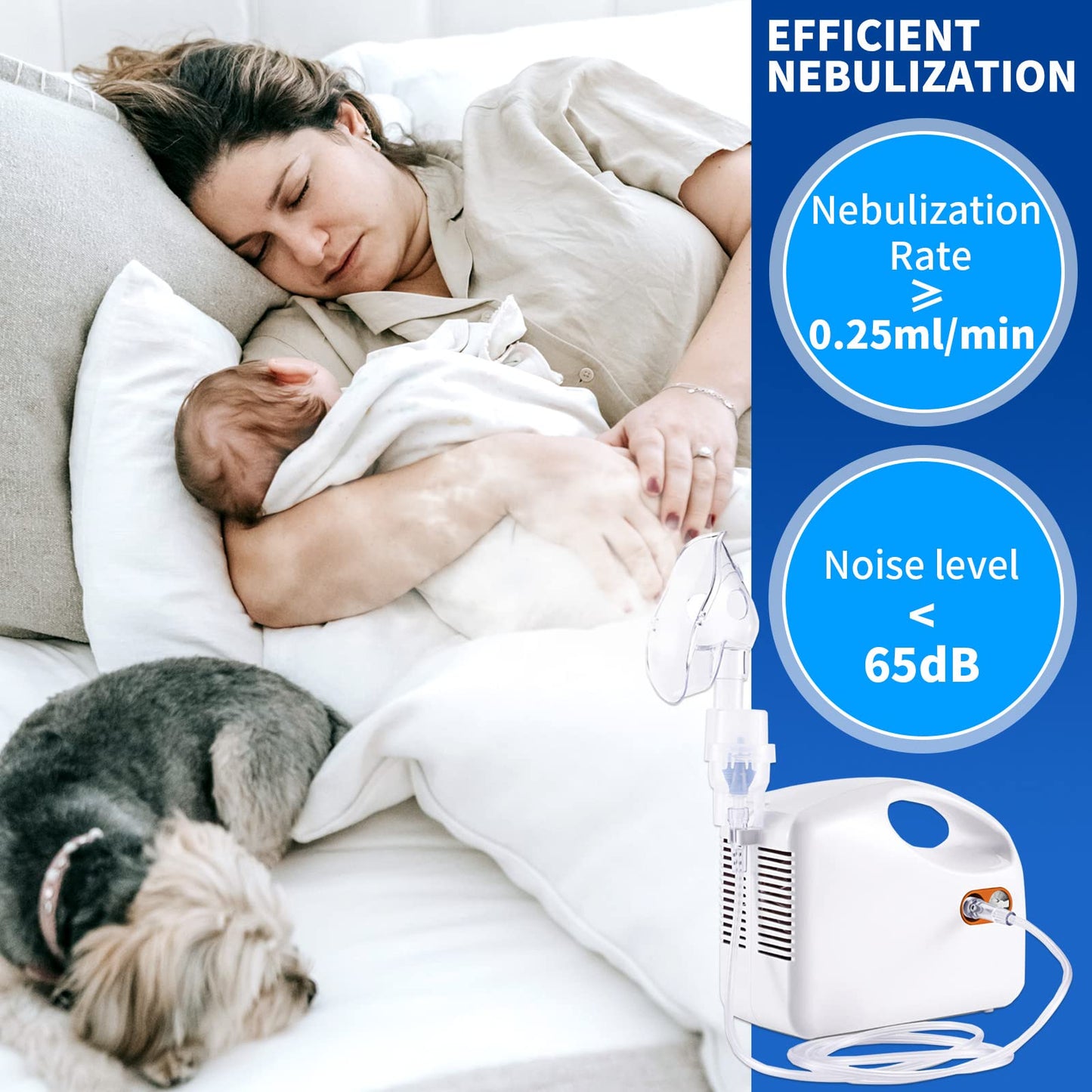 Accistella Nebulizer Machine, Direct Interface Nebulizer, Portable Compressor Nebulizer, Home Jet Nebulizer Personal Steam Inhaler for Adults & Kids