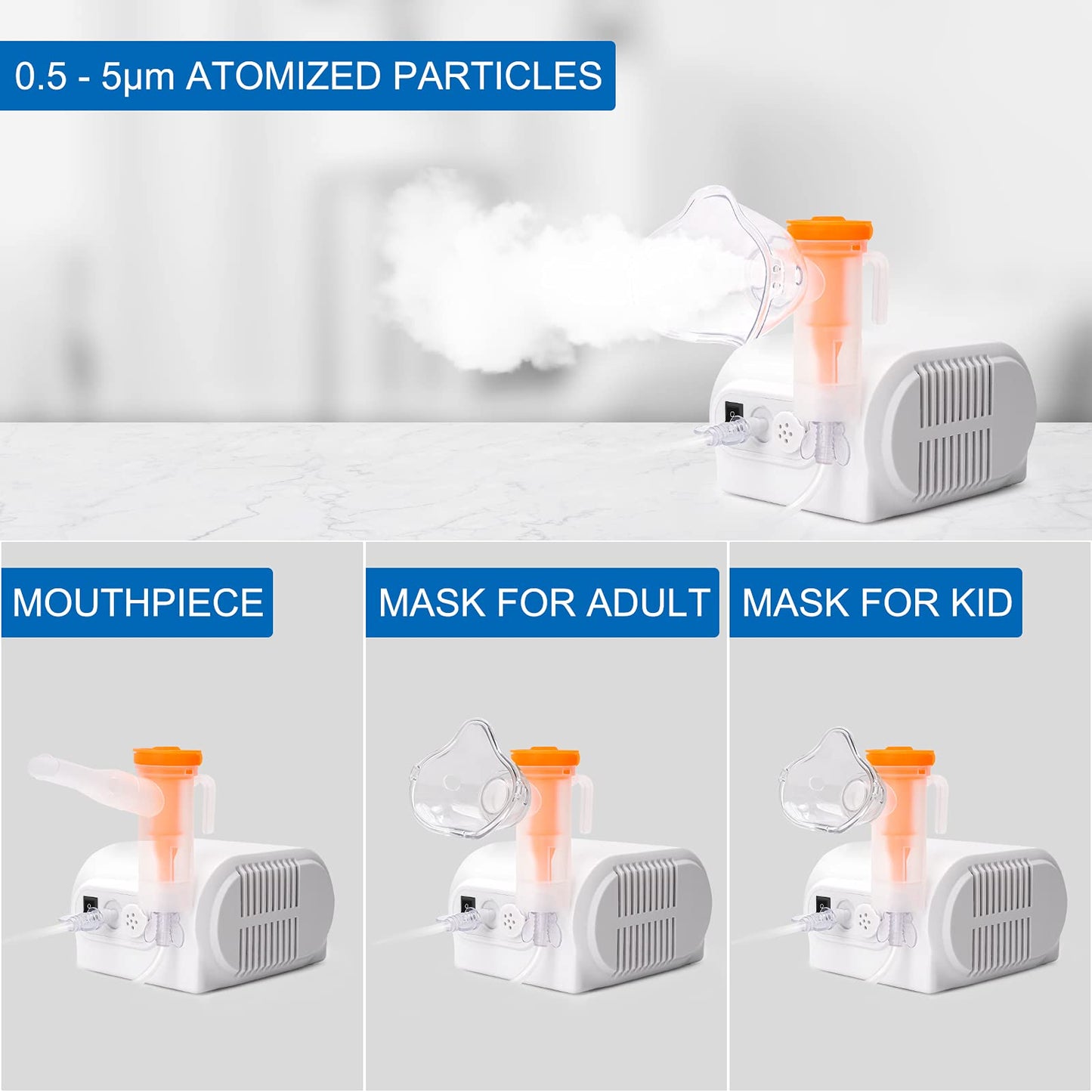 ASOMI       Nebulizer Machine for Adults and Kids, Compressor Nebulizer with A Set of Accessories, Jet Nebulizer of Cool Mist, Desktop Nebulizer with Compressor System for Breathing Problems