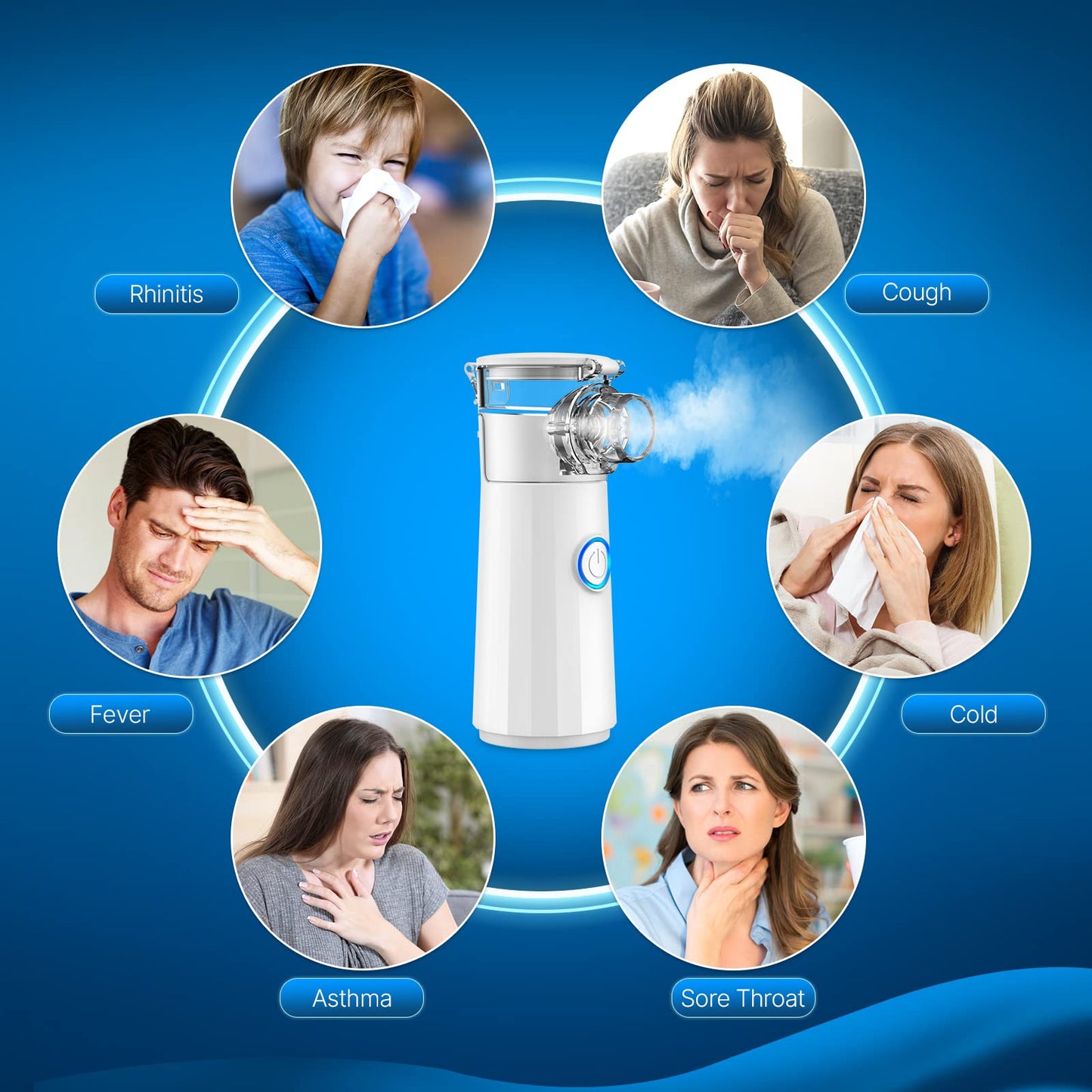 YORABI Portable Nebulizer - Nebulizer Machine for Adults and Kids, Handheld Mesh Nebulizer of Cool Mist for Breathing Problems, Used at Home Office Travel