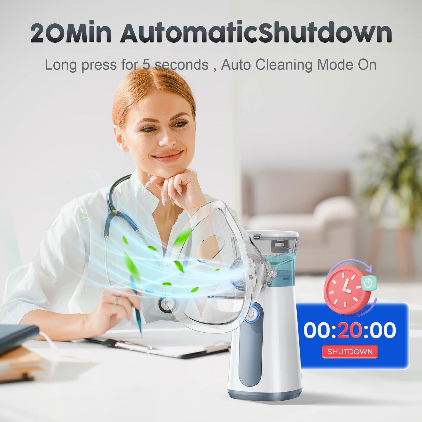 Kleota      Portable Nebulizer Machine for Adults - Kids Handheld Ultrasonic Mesh Nebulizer, Effective Atomization, Automatic Cleaning, Personal Steam Inhaler, Suitable for Family Travel Use for with 3 Cover