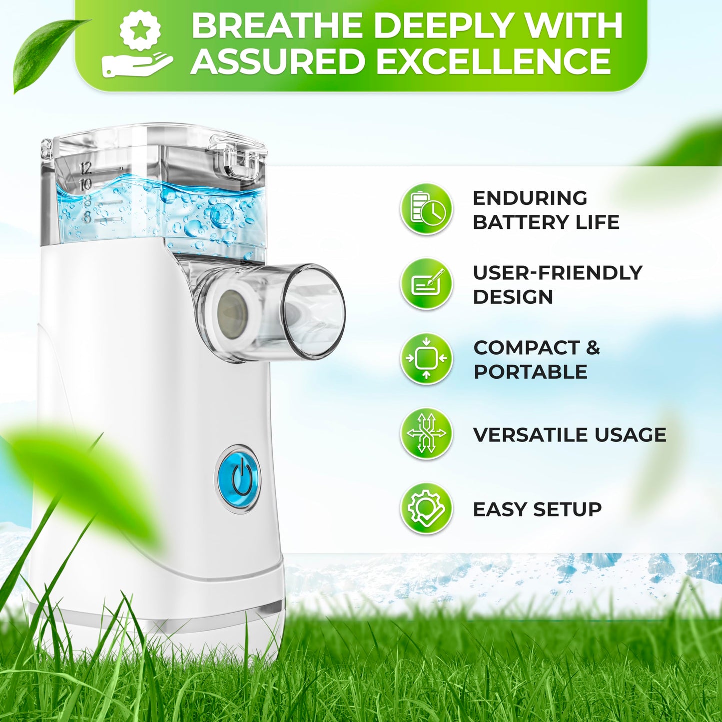 Rightex	Portable Mesh Nebulizer Machine for Adults and Kids, Handheld Nebulizer for Breathing Problems, Personal Steam Inhaler for Cold and Cough