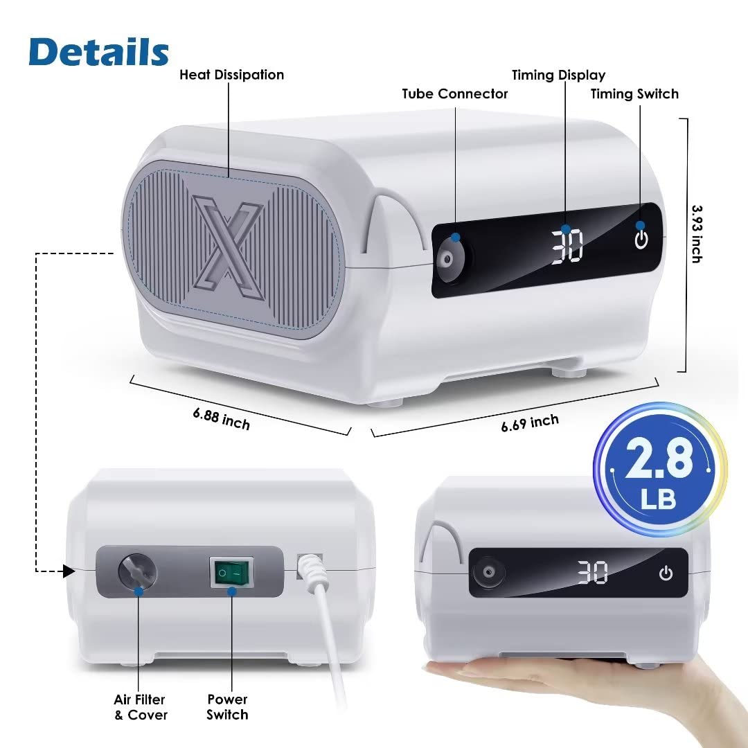 UUX Smart Nebulizer Machine - Low Noise Nebulizer for Adults & Kids with Timer Digital Display and 3 Reusable Masks, Portable Nebulizer for Breathing Treatment, Home Use and Travel