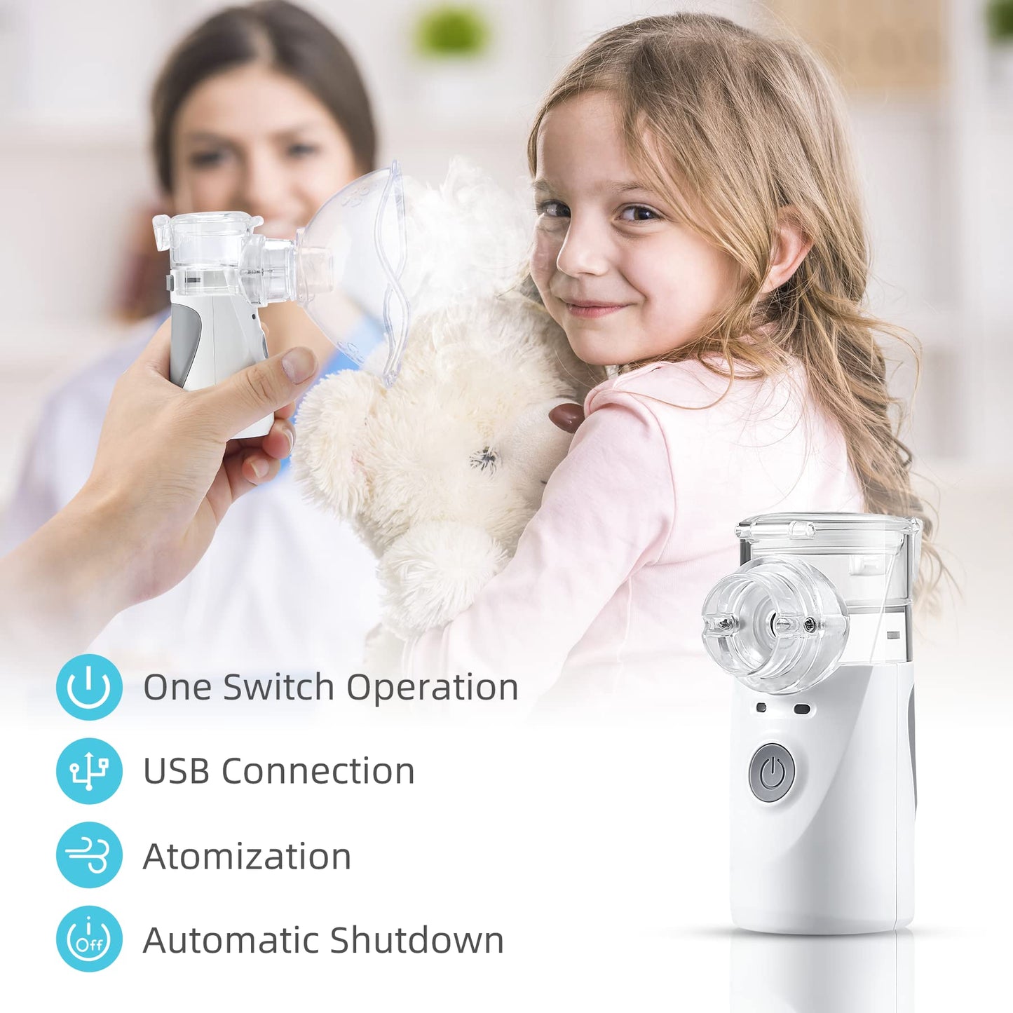 Audilo Nebulizer Machine for Kids and Adults - Portable Nebulizer, Ultrasonic Mesh Nebulizer Effective Treatment of Breathing Problems Personal Steam Inhaler for Home Travel Use