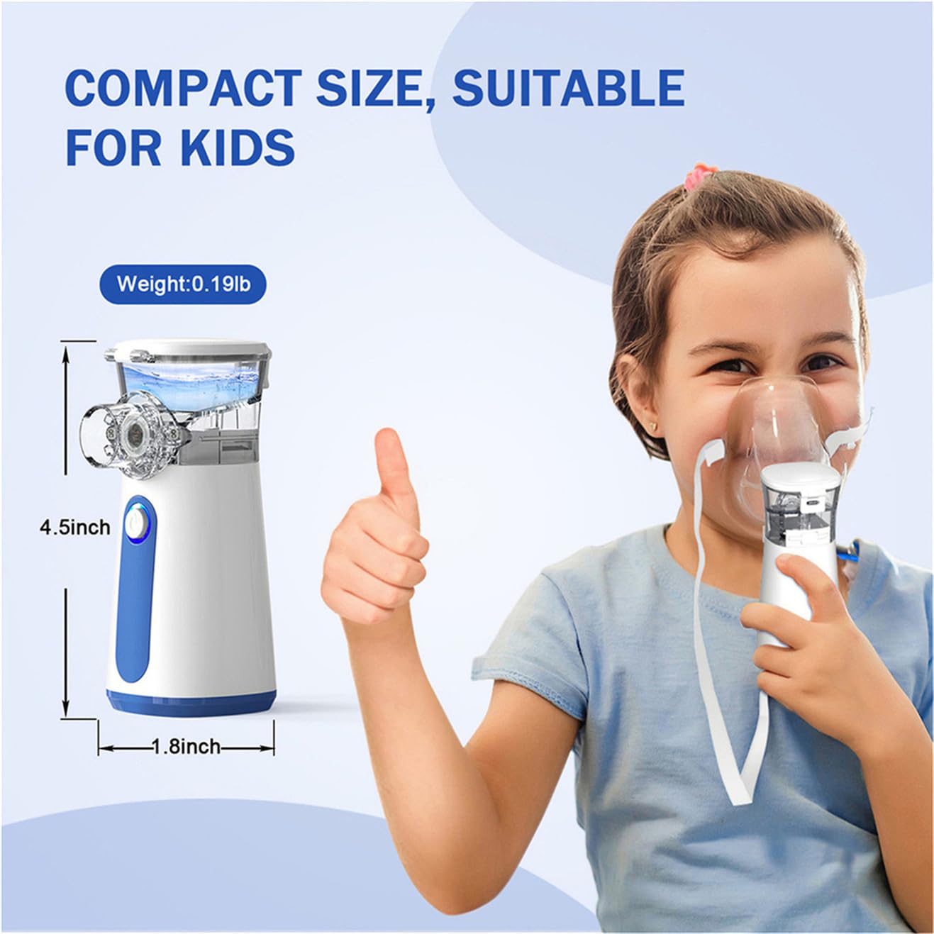 AU YAT Portable Nebulizer Machine for Adults Kids, USB-C Rechargeable Handheld Nebulizer for Breathing Treatment, 2 Adjustable Modes, Efficiency&Quiet, 3 Masks, Travel and Home Use