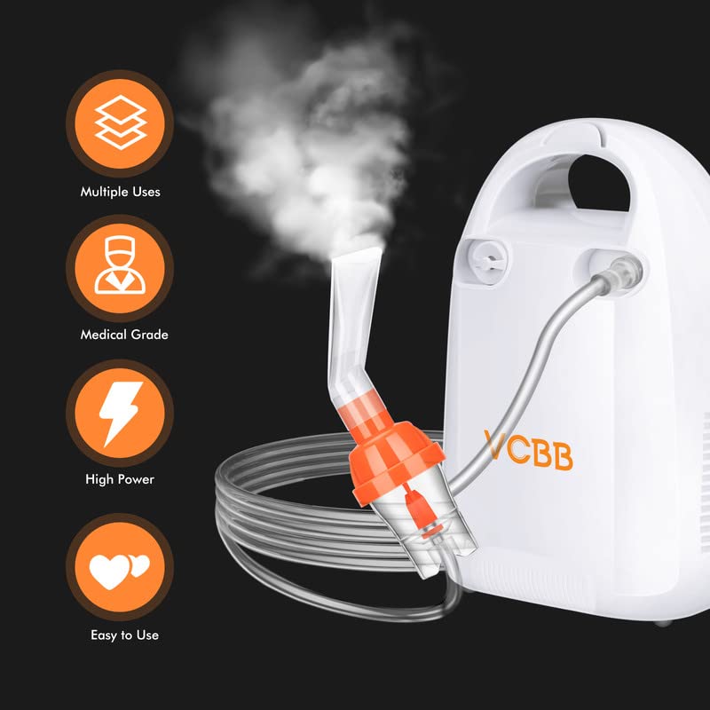 VCBB Portable Compressor Nebulizer Machine for Kids and Adults, Pro Compact Cool Mist System for Home Use with Nebulizer Mask Mouthpiece, Friendly for Breathing Problem