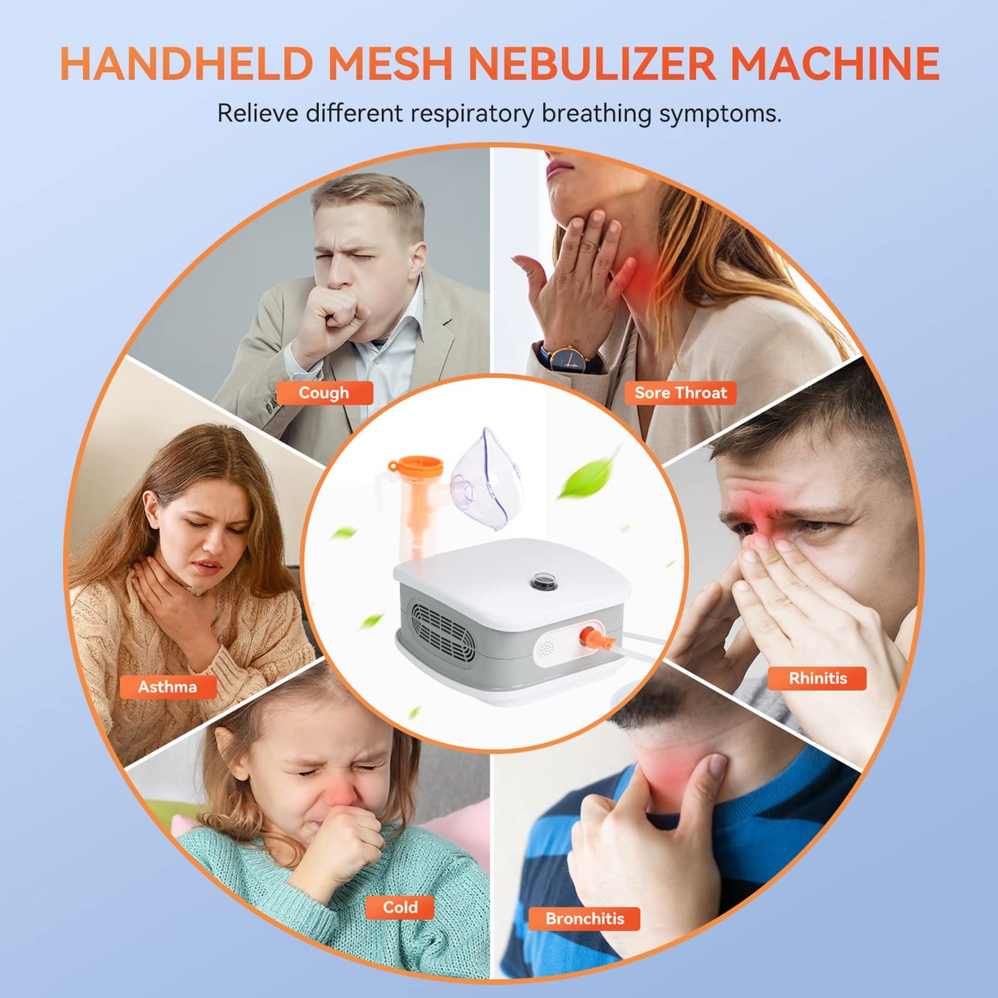 Mapoo Nebulizer Machine for Adults, Portable Nebulizers Machine for Breathing Problems, Suitable for Adults and Kids,Personal Cool Mist Steam Inhaler with 1 Set Accessory