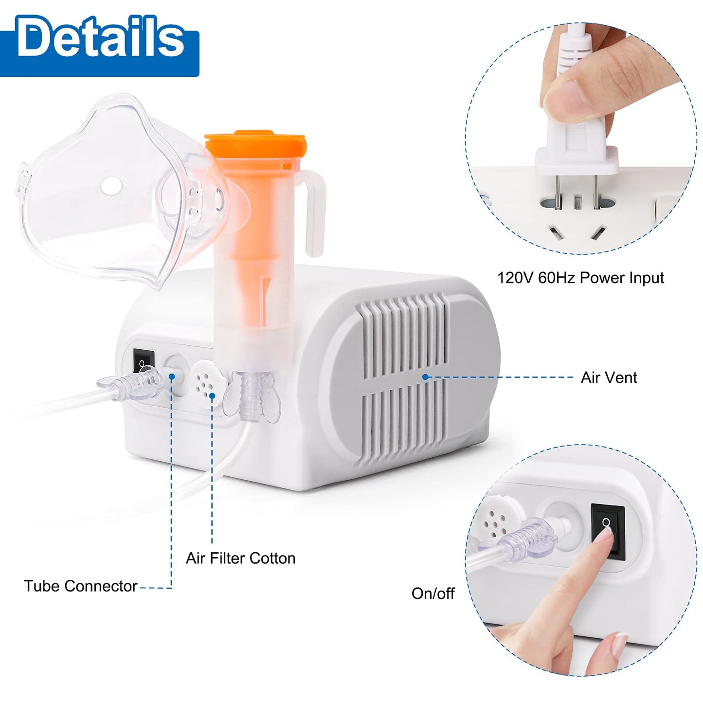 ASOMI       Nebulizer Machine for Adults and Kids, Compressor Nebulizer with A Set of Accessories, Jet Nebulizer of Cool Mist, Desktop Nebulizer with Compressor System for Breathing Problems