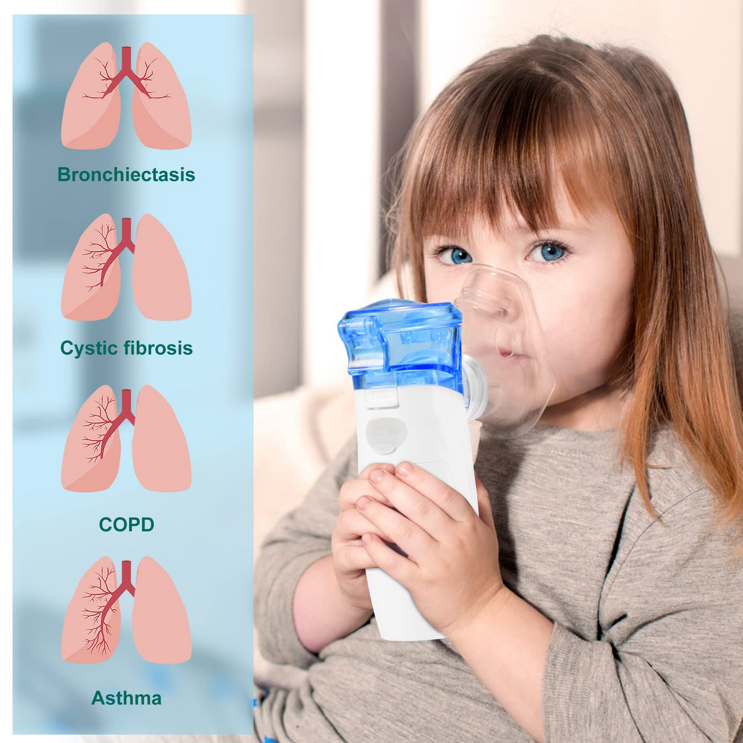 GIPIWYB Protable Nebulizer - Handheld Personal Asthma Inhaler - Mesh Nebulizer for Breathing Problems,Adults & Kids Travel Home Daily Use