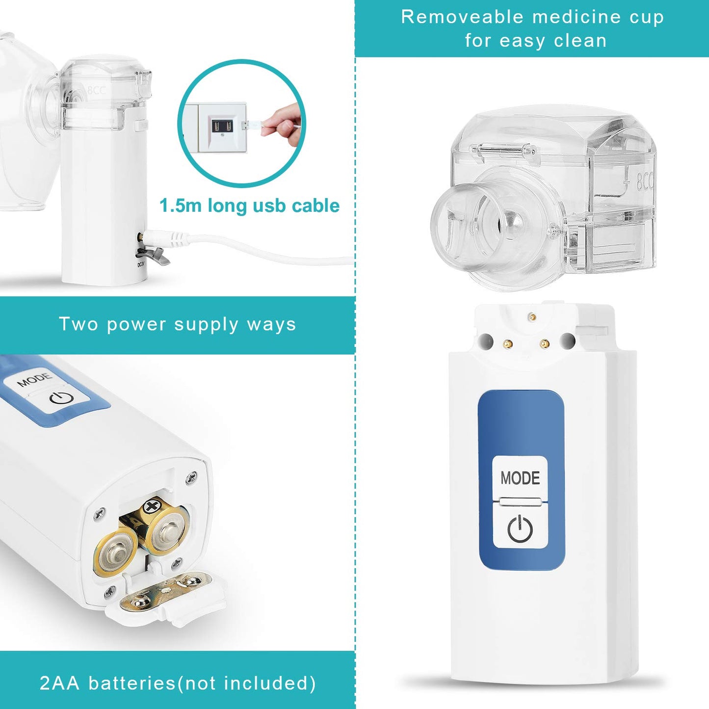 Mayluck Battery Powered Nebuliser Super Quiet for Home Office Travel