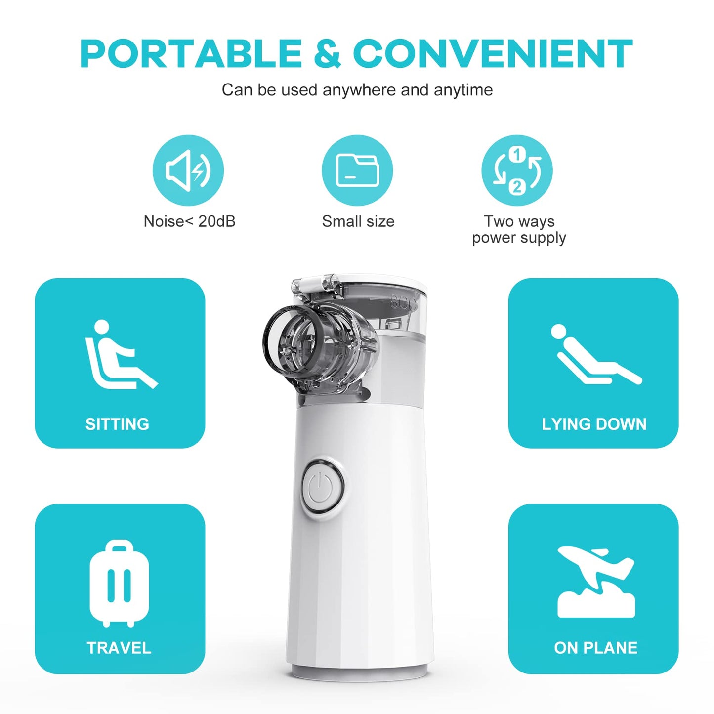 Avaoko Portable Nebulizer, Nebulizer Machine for Adults and Kids Handheld Nebulizer for Travel and Daily Use Mesh Nebulizer for Breathing Problems with Autoclean Mode Powered by USB/Battery, White