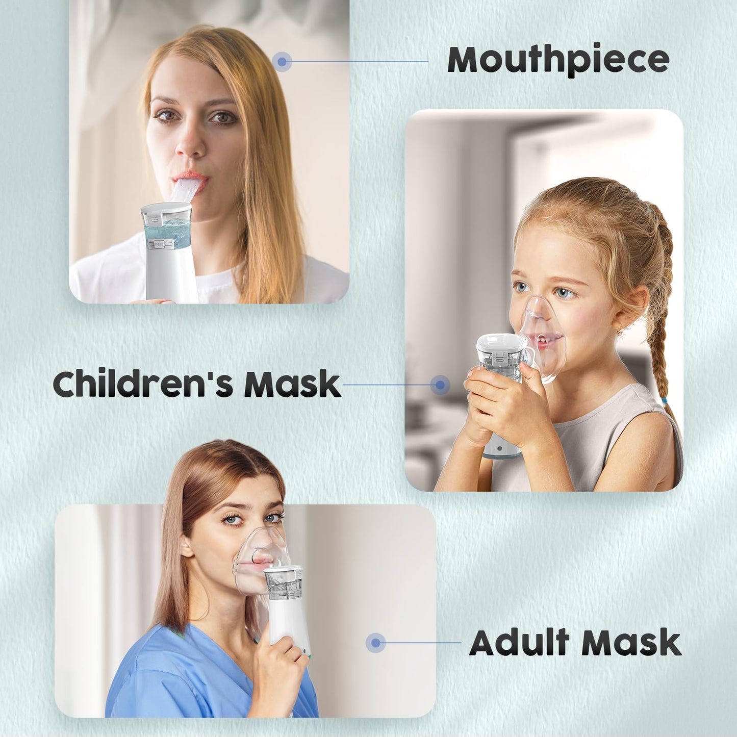 Kleota      Portable Nebulizer Machine for Adults - Kids Handheld Ultrasonic Mesh Nebulizer, Effective Atomization, Automatic Cleaning, Personal Steam Inhaler, Suitable for Family Travel Use for with 3 Cover