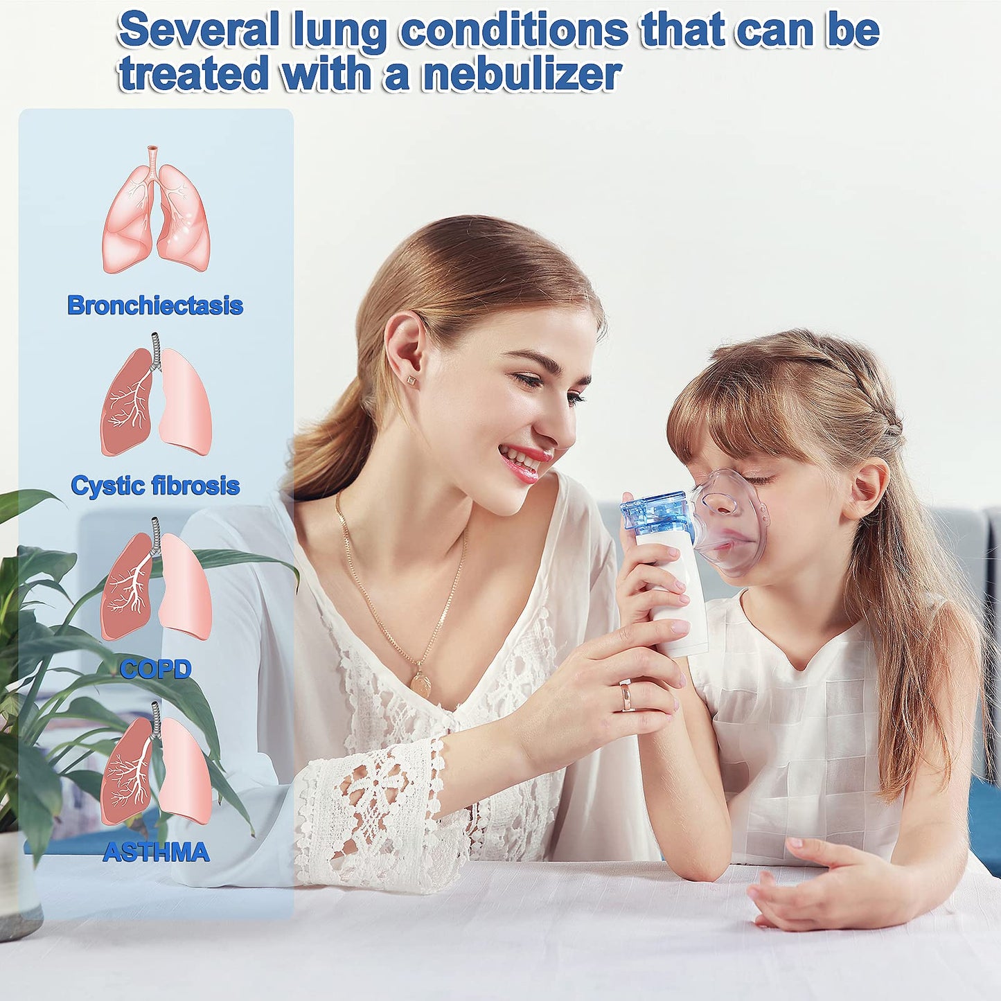 YEVLLDOO     Portable Mesh Nebulizer Handheld Nebulizer for Cough, Portable Personal Cool Mist Steam Inhaler for Sinus Cold,Kids Adults Use