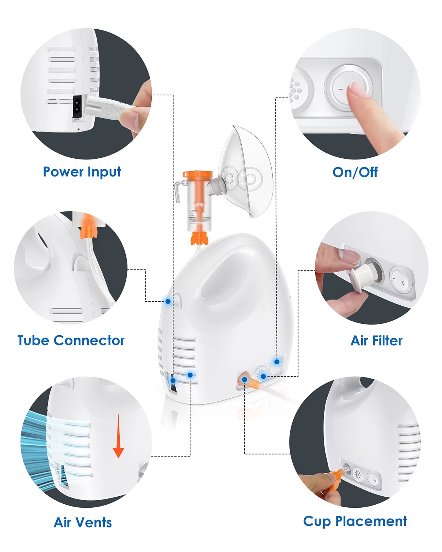 KOPACT  Nebulizer Machine for Adults and Kids - Portable Nebulizer with 1 Set Accessory, Desktop Asthma Compressor Nebulizer for Home Use