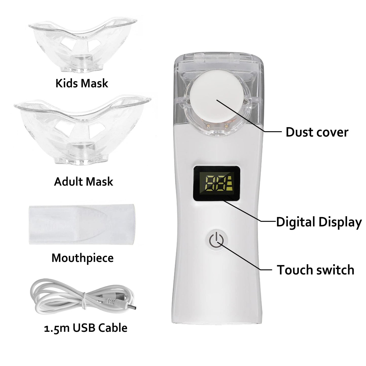 HandyBeer	Ultrasonic Mesh Nebulizer. Protable Nebulizer Machine for Adults and Kids. Cold steam Inhaler. Home Daily, Travel.Self-Cleaning, Liquid Detection, 3 Level.…