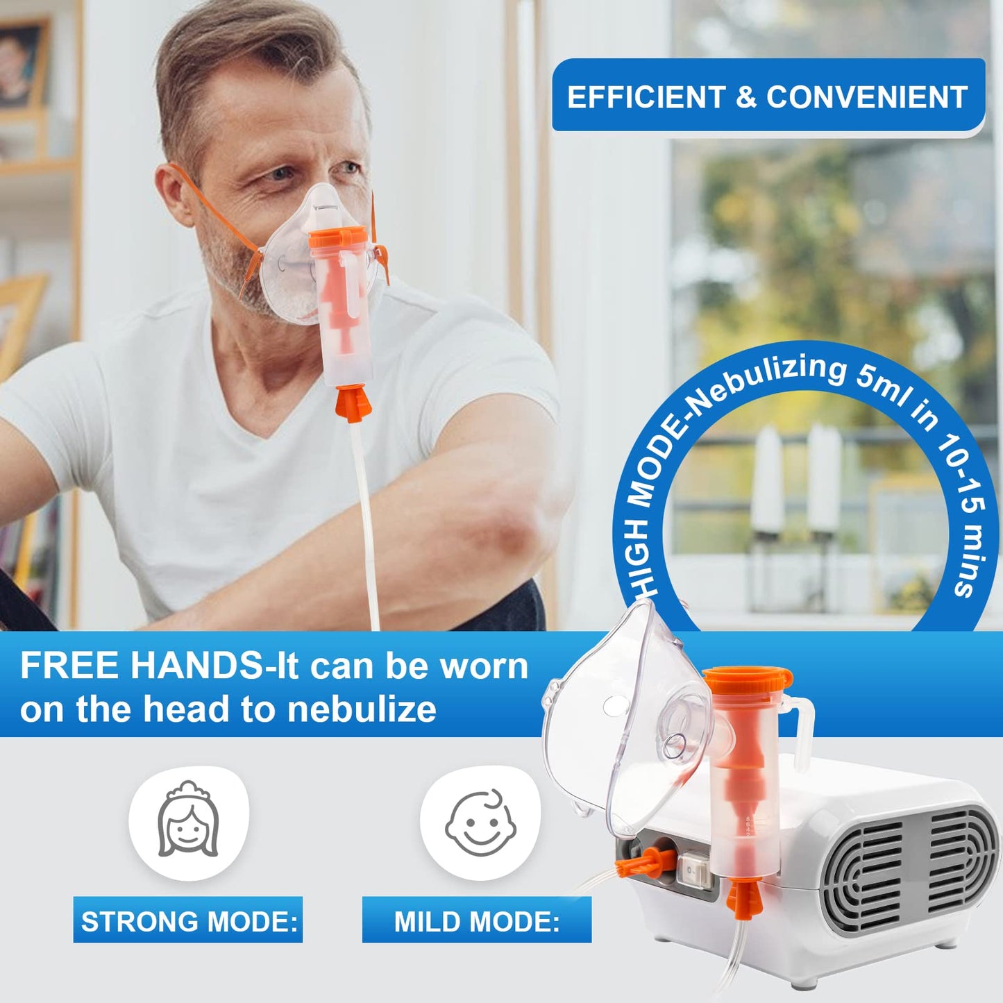 kellkin	Nebulizer Machine for Adults and Kids, Portable Ultrasonic Nebulizers Machine for Breathing Problems, Personal Cool Mist Steam Inhaler with 1 Set Accessory