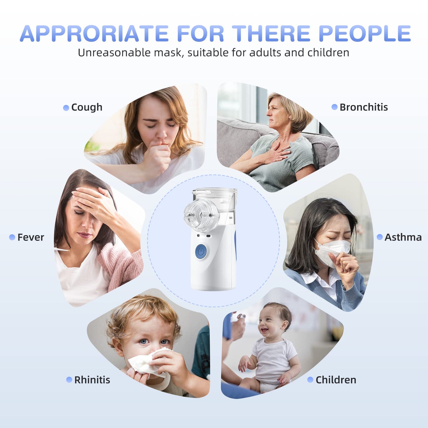 PUERUK Portable Nebulizer, Nebulizer Machine for Adults & Kids with Two Modes, Mini Steam Inhaler for Breathing Problems, Used Indoor and Outdoor