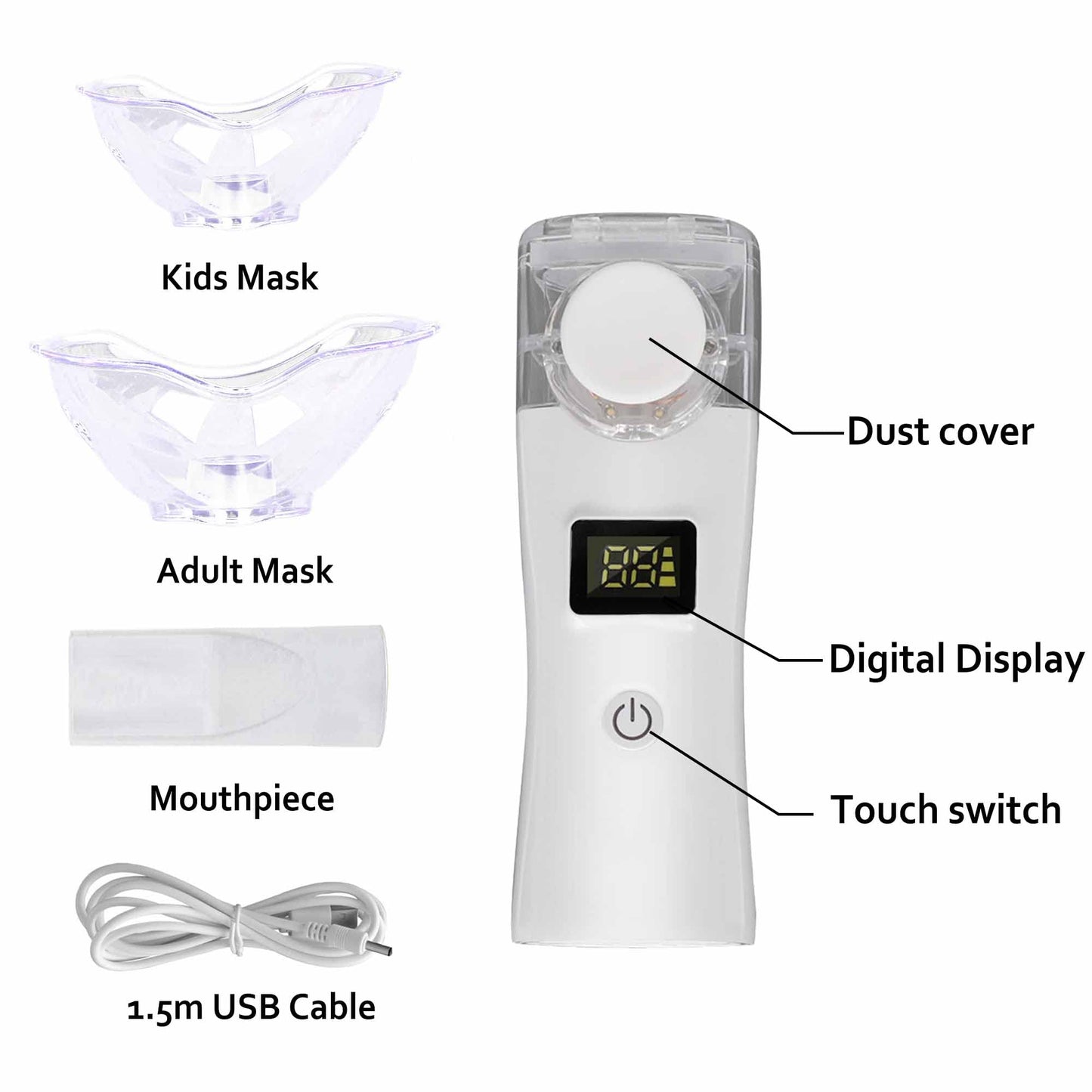 HandyBeer      Mini Portable Nebulizer, Handheld mesh Inhaler, Nebulizer for Kids Adult,Home Daily Travel.with Electricity Display, Self-Cleaning, 3μm.