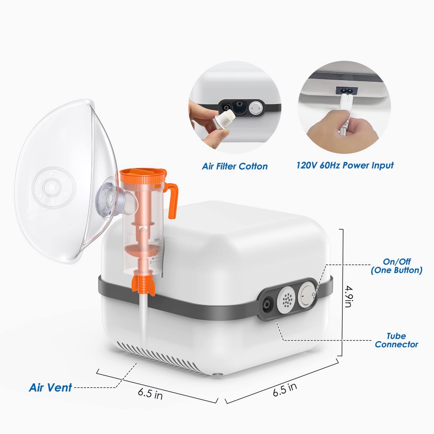 KOPACT Nebulizer Machine for Kids and Adults - Compressor Nebulizer with 3 Different Size Masks and 1 Set Accessories, Jet Nebulizers